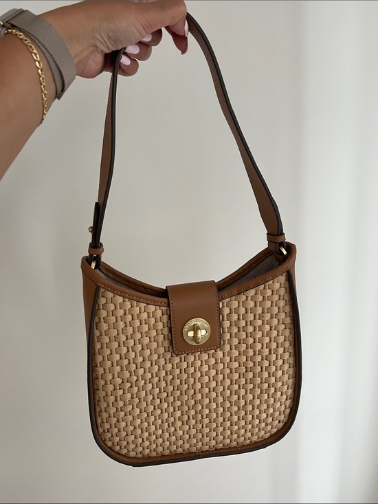 Spartina 449 Handbags - Spartina 449 Tan Woven Shoulder Bag with Gold Hardware